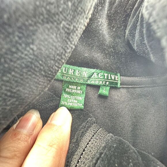 Ralph Lauren Active Velvet Full Zip Jacket Size L Black - Picture 5 of 6